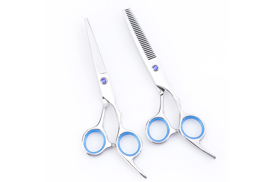 blue barber scissors